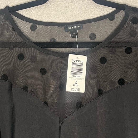3X Black Dotted Semi-Mesh Top - Torrid - Picture 4 of 5